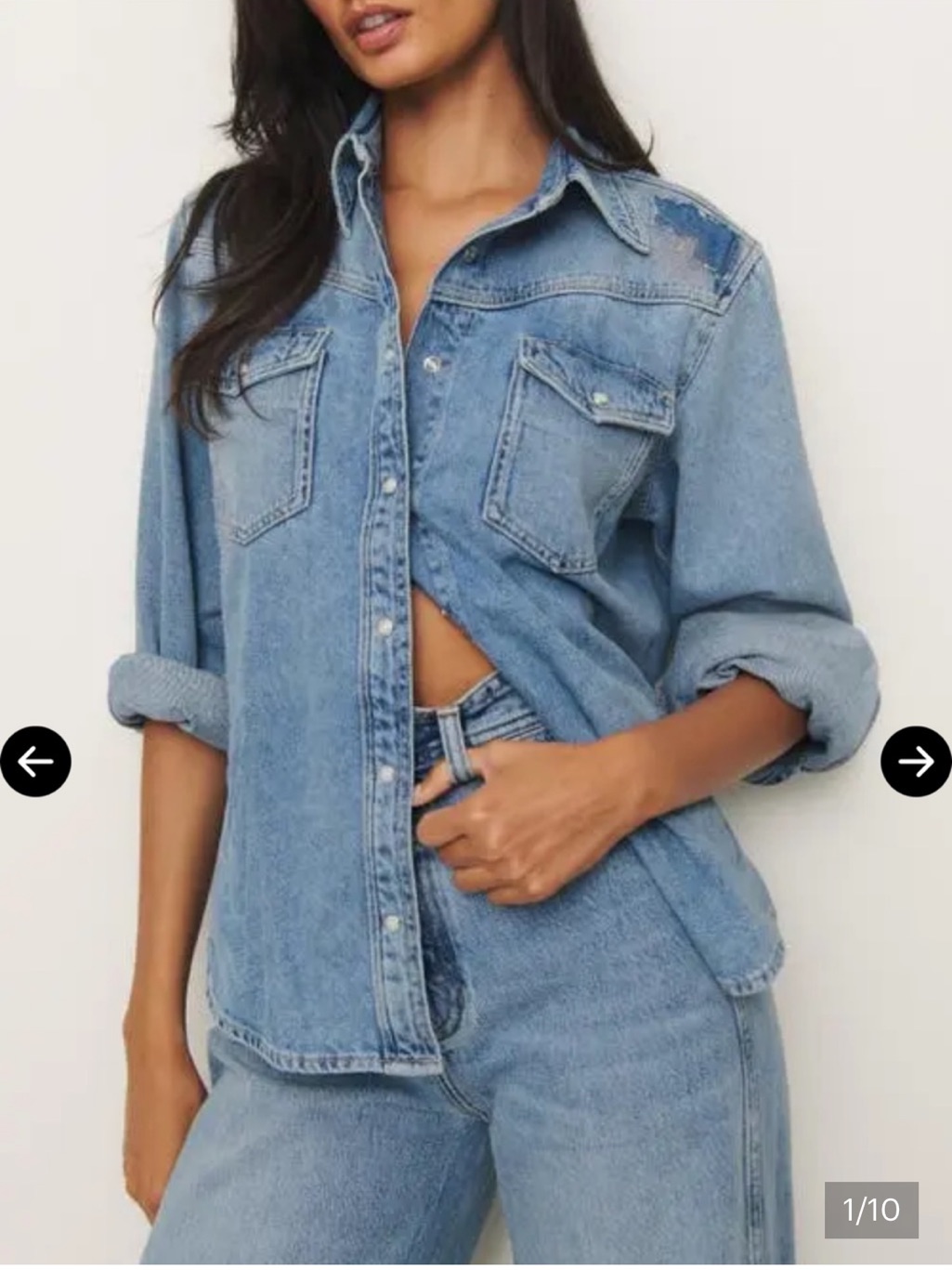 Reformation Deeper Well Denim Shirt In Light Blue